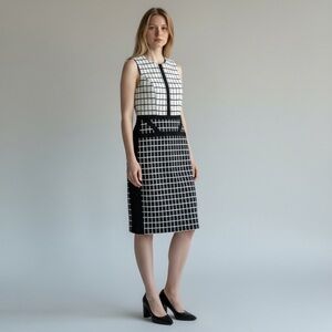 Judith & Charles Sleeveless Black and White Grid Pattern Cotton Dress Size 6